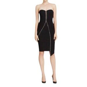 Bec + Bridge Sz 4 Dress Black Lace Up Corset Strapless Goth Party Punk Cocktail